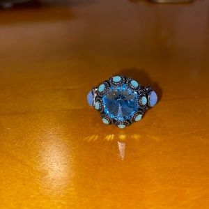 Mariana adjustable 3 stone blue ring